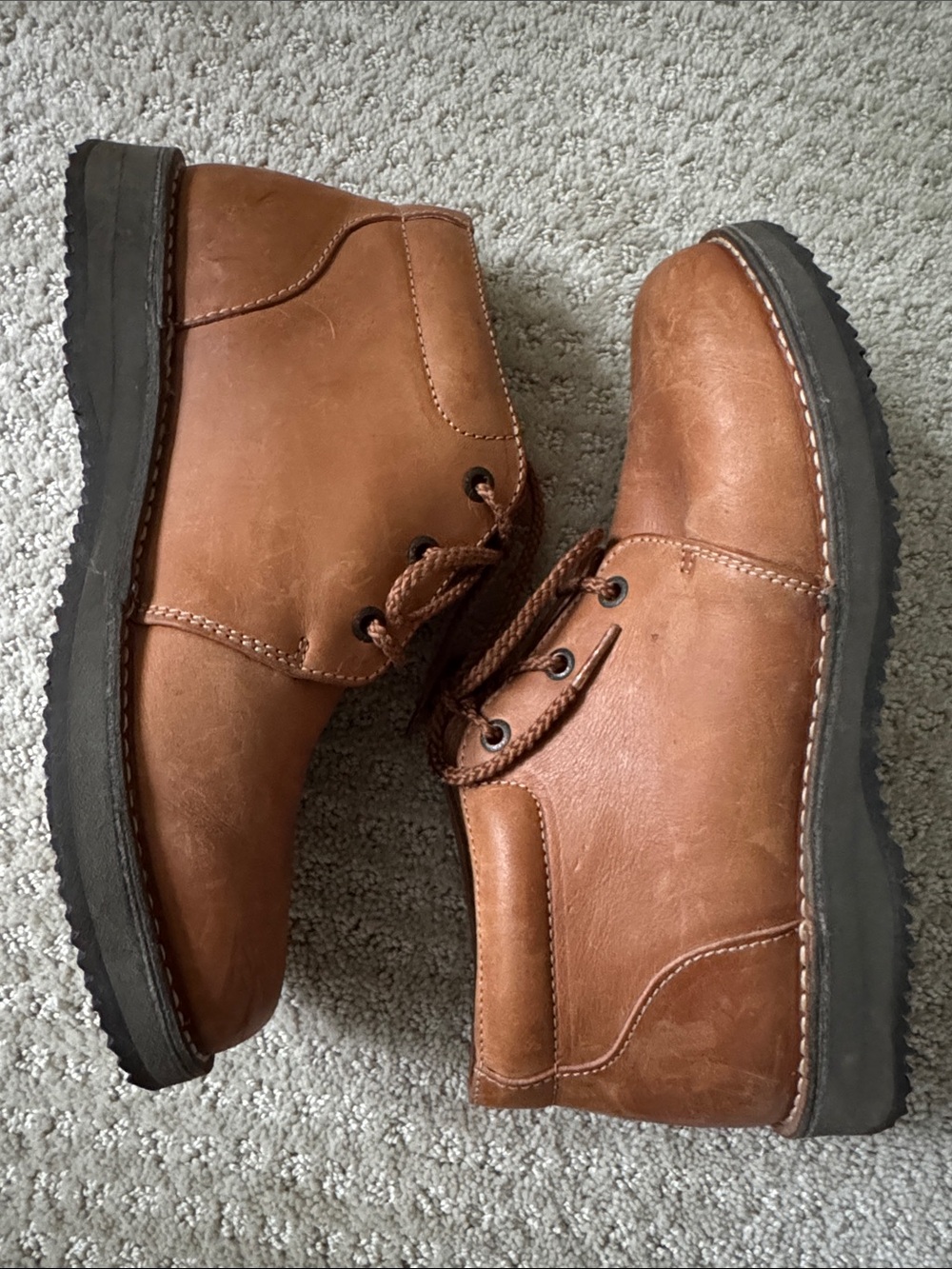 Vintage Rockport Women's Tan Lace-Up Leather Chukka Boots Size 8